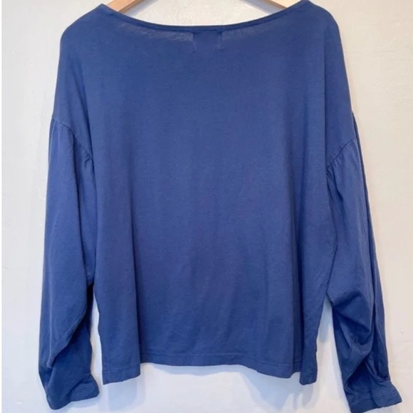 T.la Anthropologie Long Balloon Sleeve Boat Neck jersey blouse oversized size S - Picture 5 of 7